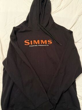 Simms Black Hoodie with Rust-Orange Logo